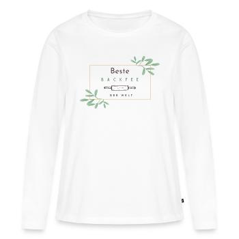 Geschenk für Backfee - Frauen Premium Bio Langarmshirt - Weiß - Vorne - Julia (174cm)