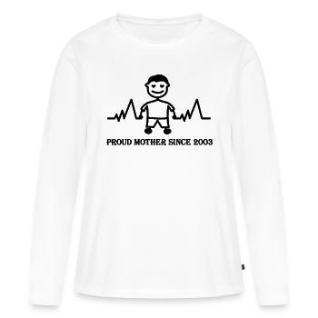 Stolzer Mutter seit 2003 eines Jungen - Frauen Premium Bio Langarmshirt - Weiß - Vorne - Julia (174cm)