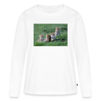 Guépard - T-shirt manches longues Premium bio Femme - blanc - Devant - Julia (174cm)