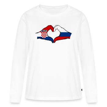 Croatie Russie forme de coeur avec les mains - T-shirt manches longues Premium bio Femme - blanc - Devant - Julia (174cm)