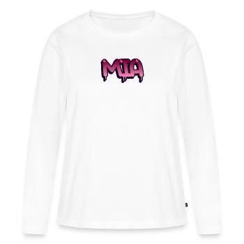 Graffiti prénom Mia - T-shirt manches longues Premium bio Femme - blanc - Devant - Julia (174cm)