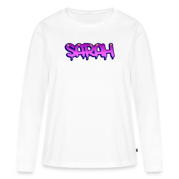 Graffiti prénom Sarah - T-shirt manches longues Premium bio Femme - blanc - Devant - Julia (174cm)