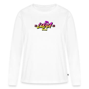 Graffiti Prénom Luna - T-shirt manches longues Premium bio Femme - blanc - Devant - Julia (174cm)