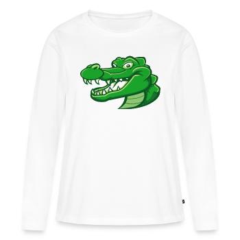 Walter le crocodile - T-shirt manches longues Premium bio Femme - blanc - Devant - Julia (174cm)