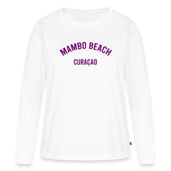 Mambo Beach - Curaçao - Caraïbes néerlandaises - Karibik - T-shirt manches longues Premium bio Femme - blanc - Devant - Julia (174cm)