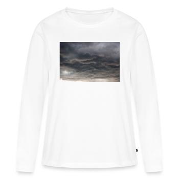 Dunkle Wolkenformationen im Sturm - Frauen Premium Bio Langarmshirt - Weiß - Vorne - Julia (174cm)