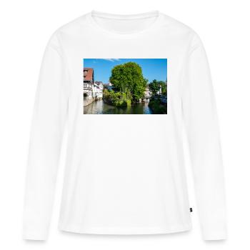 Stadtbild von Esslingen am Neckar von der Agnesbrücke aus - Frauen Premium Bio Langarmshirt - Weiß - Vorne - Julia (174cm)