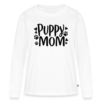 chiot chien - T-shirt manches longues Premium bio Femme - blanc - Devant - Julia (174cm)