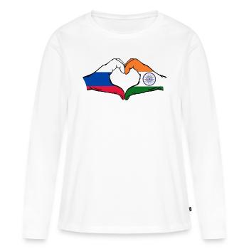 Russie Inde mains en forme de cœur - T-shirt manches longues Premium bio Femme - blanc - Devant - Julia (174cm)