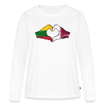 Litauen Katar Flagge Hände Herzform used - Frauen Premium Bio Langarmshirt - Weiß - Vorne - Julia (174cm)