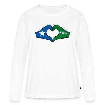 Somalie Arabie Saoudite Drapeau Mains Coeur Forme - T-shirt manches longues Premium bio Femme - blanc - Devant - Julia (174cm)