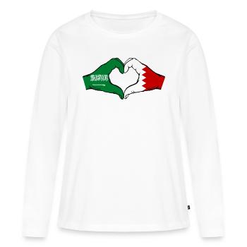 Arabie Saoudite Bahreïn Drapeau Mains Coeur Forme - T-shirt manches longues Premium bio Femme - blanc - Devant - Julia (174cm)