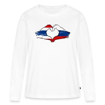 Thailand Russia Flag Hands Heart Shape Used - Women's Premium Organic Long Sleeve Shirt - white - Front - Julia (174cm)