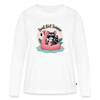 Feral Girl Summer - Raccoon - Women's Premium Organic Long Sleeve Shirt - white - Front - Julia (174cm)