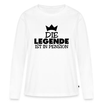 die legende ist in pension - Frauen Premium Bio Langarmshirt - Weiß - Vorne - Julia (174cm)