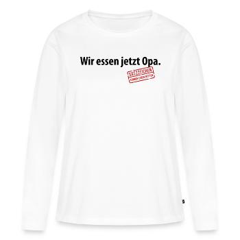 Wir essen jetzt Opa Satzzeichen Leben retten Komma - Frauen Premium Bio Langarmshirt - Weiß - Vorne - Julia (174cm)