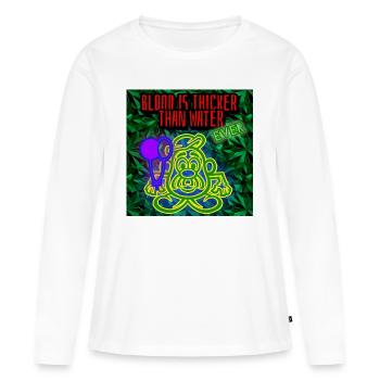 LE SANG EST PLUS ÉPAIS QUE L’EAU - Image - 2023 - T-shirt manches longues Premium bio Femme - blanc - Devant - Julia (174cm)