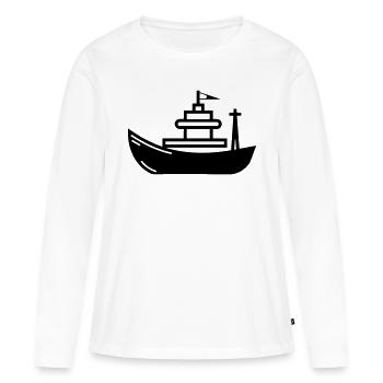 Boot - Frauen Premium Bio Langarmshirt - Weiß - Vorne - Julia (174cm)