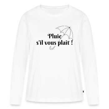 Pluie s’il vous plaît - T-shirt manches longues Premium bio Femme - blanc - Devant - Julia (174cm)