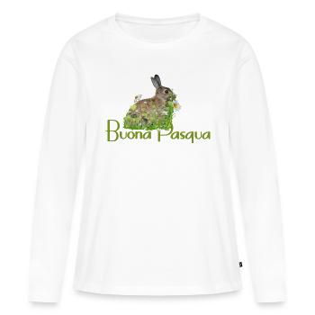 Joyeuses Pâques - T-shirt manches longues Premium bio Femme - blanc - Devant - Julia (174cm)