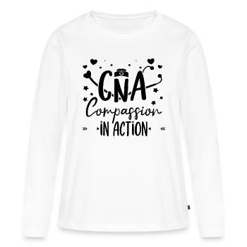 CNA Nursing Certified Nurse Assistant Life Gifts - Women's Premium Organic Long Sleeve Shirt - white - Front - Julia (174cm)