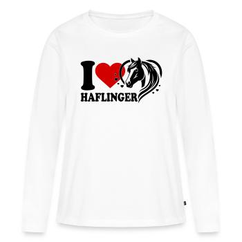J’adore le cheval Haflinger - T-shirt manches longues Premium bio Femme - blanc - Devant - Julia (174cm)