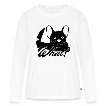 Chien effrayant d'Halloween avec un couteau - T-shirt manches longues Premium bio Femme - blanc - Devant - Julia (174cm)