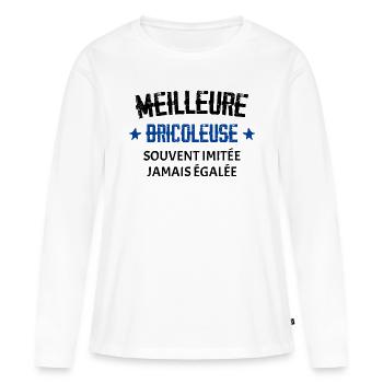Femme Humour Bricolage fille meilleure bricoleuse - T-shirt manches longues Premium bio Femme - blanc - Devant - Julia (174cm)