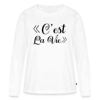 c'est la vie. C'est la vie! cadeau. - T-shirt manches longues Premium bio Femme - blanc - Devant - Julia (174cm)