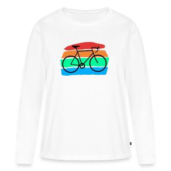Bicyclette - T-shirt manches longues Premium bio Femme - blanc - Devant - Julia (174cm)