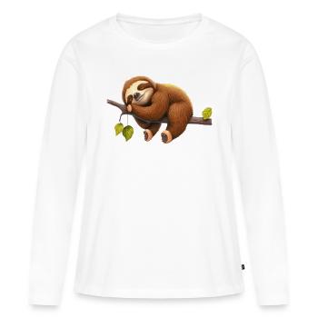 Sleeping sloth lies on a branch - Women's Premium Organic Long Sleeve Shirt - white - Front - Julia (174cm)