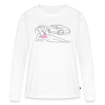 Maillot de bain tendance - T-shirt manches longues Premium bio Femme - blanc - Devant - Julia (174cm)