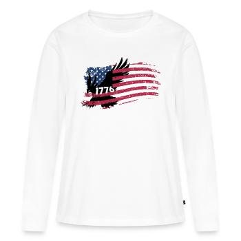 Amérique 1776, Liberté, Justice et Unité, - T-shirt manches longues Premium bio Femme - blanc - Devant - Julia (174cm)