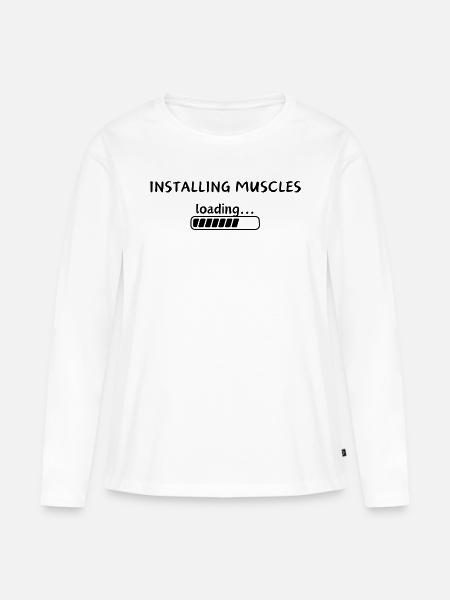 Installing Muscles - Frauen Premium Bio Langarmshirt - Weiß
