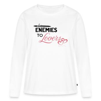 Ennemis aux amants (texte noir) - T-shirt manches longues Premium bio Femme - blanc - Devant - Julia (174cm)