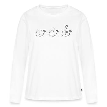 doigt d’honneur - T-shirt manches longues Premium bio Femme - blanc - Devant - Julia (174cm)