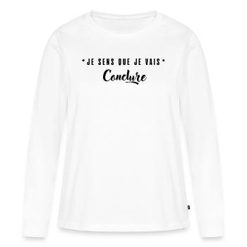 Je sens que je vais conclure - T-shirt manches longues Premium bio Femme - blanc - Devant - Julia (174cm)