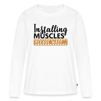 Installation musculaire - T-shirt manches longues Premium bio Femme - blanc - Devant - Julia (174cm)