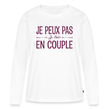je peux pas je suis en couple. cadeau couple. - T-shirt manches longues Premium bio Femme - blanc - Devant - Julia (174cm)