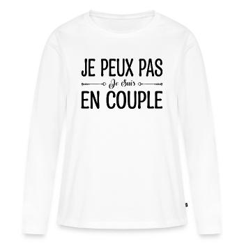 je peux pas je suis en couple. cadeau couple. - T-shirt manches longues Premium bio Femme - blanc - Devant - Julia (174cm)