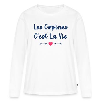 Les copines c'est la vie - T-shirt manches longues Premium bio Femme - blanc - Devant - Julia (174cm)