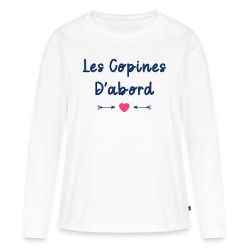 Les copines d'abord - T-shirt manches longues Premium bio Femme - blanc - Devant - Julia (174cm)