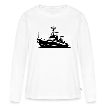 Bateau de combat - T-shirt manches longues Premium bio Femme - blanc - Devant - Julia (174cm)