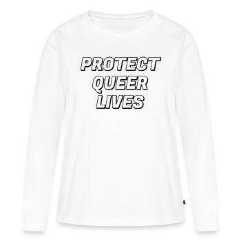 Protégez les vies queer - T-shirt manches longues Premium bio Femme - blanc - Devant - Julia (174cm)