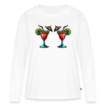 Cocktail - T-shirt manches longues Premium bio Femme - blanc - Devant - Julia (174cm)