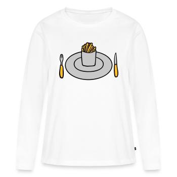Teller Pommes Frites - Frauen Premium Bio Langarmshirt - Weiß - Vorne - Julia (174cm)