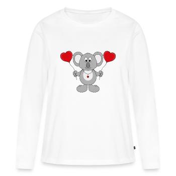 KOALA - LIEBE - TIER - KIND - BABY - Frauen Premium Bio Langarmshirt - Weiß - Vorne - Julia (174cm)