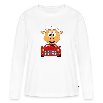 SCHAF - AUTO - OLDTIMER - AUTOMOBIL - MOTORSPORT - Frauen Premium Bio Langarmshirt - Weiß - Vorne - Julia (174cm)