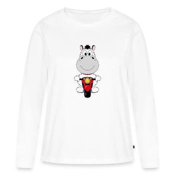 ZEBRA - MOTORRAD - BIKER - TIERISCH - TIER - Frauen Premium Bio Langarmshirt - Weiß - Vorne - Julia (174cm)