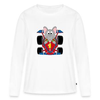 AUTO - RATTE - RENNAUTO - RENNFAHRER - TIERISCH - Frauen Premium Bio Langarmshirt - Weiß - Vorne - Julia (174cm)